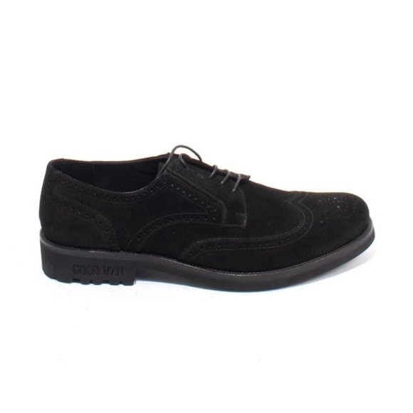 GoodMan 42564a Black Suede Leather Elastic / Lace -Up Oxford Shoes main image 5